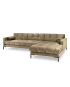 Canapé d'angle Droit Velours Bali beige - 293x185x78cm