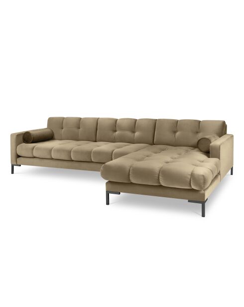 Canapé d'angle Droit Velours Bali beige - 293x185x78cm