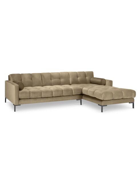 Canapé d'angle Droit Velours Bali beige - 293x185x78cm