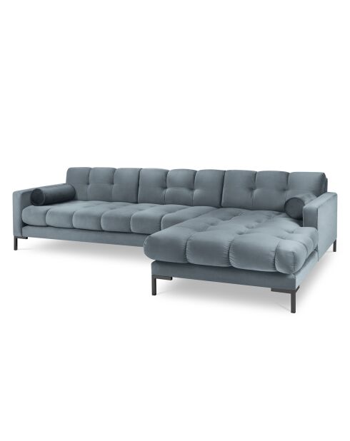 Canapé d'angle Droit Velours Bali bleu - 293x185x78cm