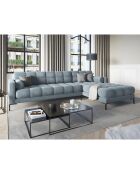 Canapé d'angle Droit Velours Bali bleu - 293x185x78cm