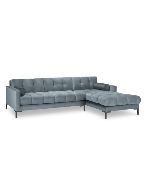 Canapé d'angle Droit Velours Bali bleu - 293x185x78cm