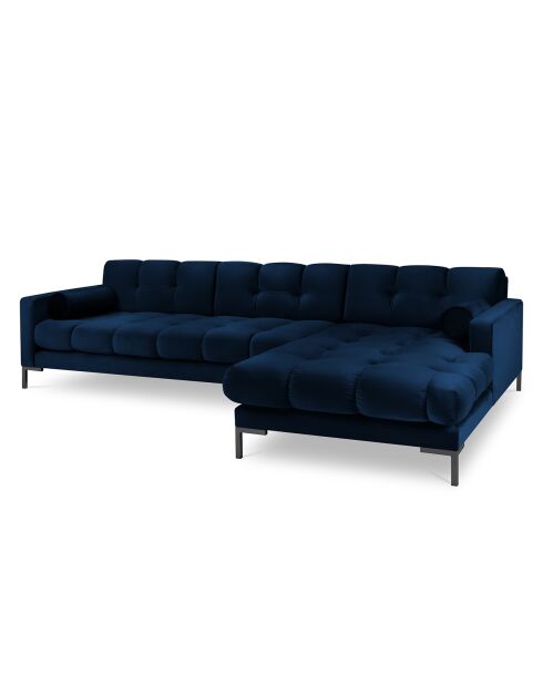 Canapé d'angle Droit Velours Bali bleu roi - 293x185x78cm