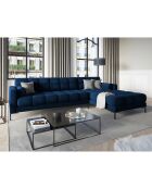 Canapé d'angle Droit Velours Bali bleu roi - 293x185x78cm