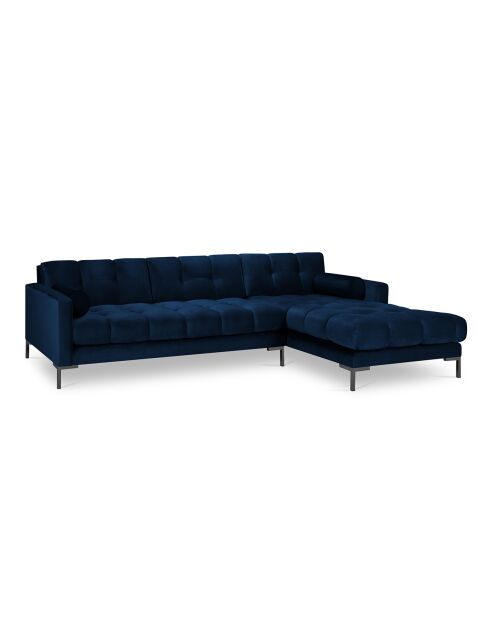 Canapé d'angle Droit Velours Bali bleu roi - 293x185x78cm