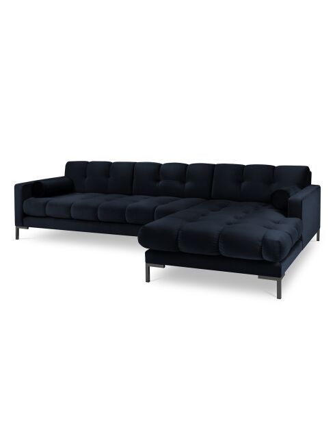 Canapé d'angle Droit Velours Bali bleu foncé - 293x185x78cm