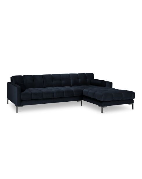 Canapé d'angle Droit Velours Bali bleu foncé - 293x185x78cm
