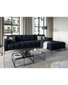 Canapé d'angle Droit Velours Bali bleu foncé - 293x185x78cm