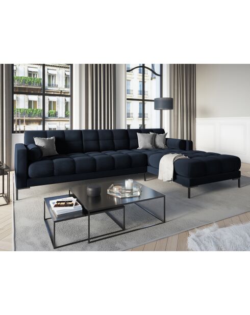 Canapé d'angle Droit Velours Bali bleu foncé - 293x185x78cm