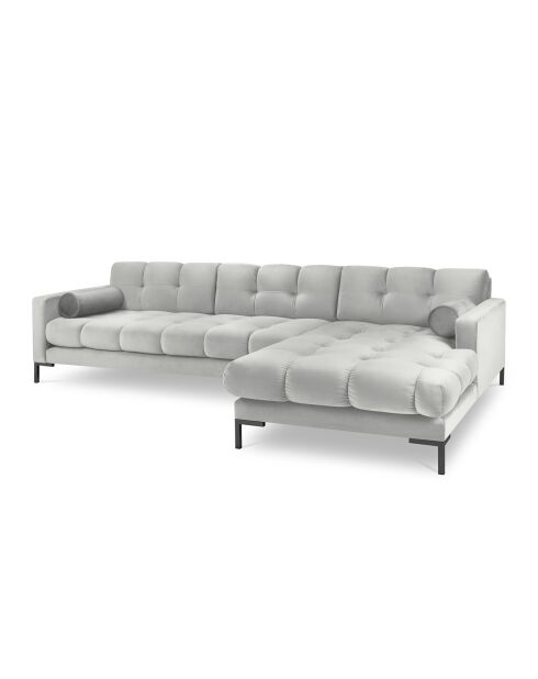 Canapé d'angle Droit Velours Bali argenté - 293x185x78cm
