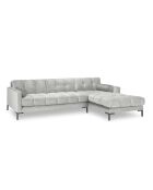 Canapé d'angle Droit Velours Bali argenté - 293x185x78cm