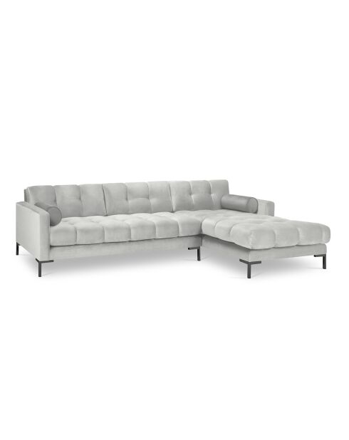 Canapé d'angle Droit Velours Bali argenté - 293x185x78cm