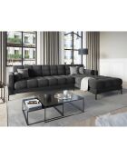 Canapé d'angle Droit Velours Bali gris foncé - 293x185x78cm