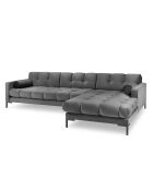 Canapé d'angle Droit Velours Bali gris - 293x185x78cm