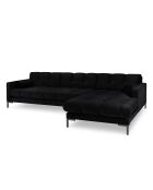 Canapé d'angle Droit Velours Bali noir - 293x185x78cm