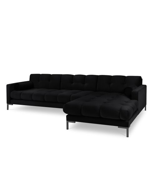 Canapé d'angle Droit Velours Bali noir - 293x185x78cm