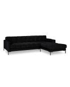 Canapé d'angle Droit Velours Bali noir - 293x185x78cm