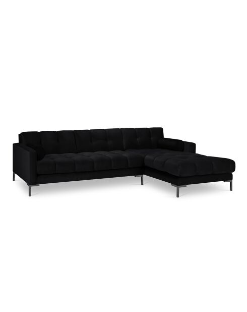 Canapé d'angle Droit Velours Bali noir - 293x185x78cm