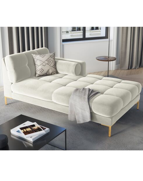 Méridienne Droite Velours Bali beige clair - 185x102x78cm