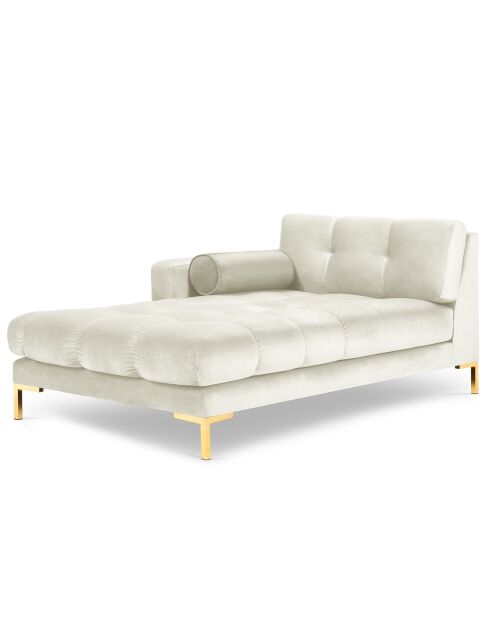 Méridienne Gauche Velours Bali beige clair - 185x102x78cm