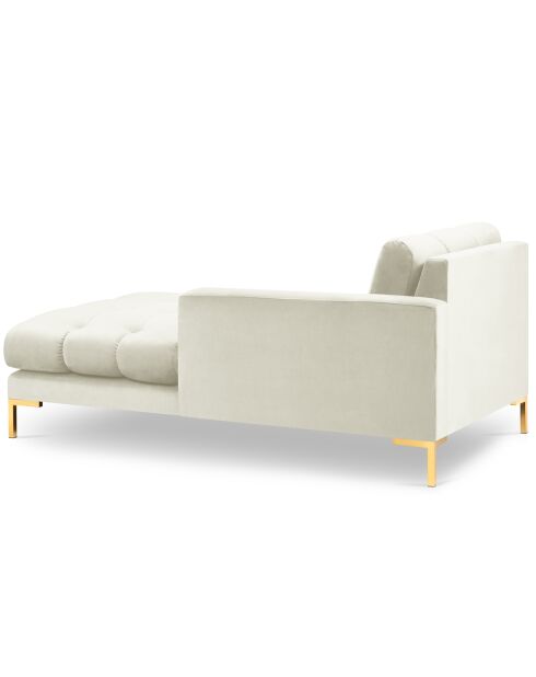 Méridienne Gauche Velours Bali beige clair - 185x102x78cm