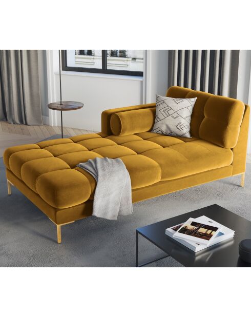 Diván izquierdo de terciopelo amarillo Bali, 185 x 102 x 78 cm