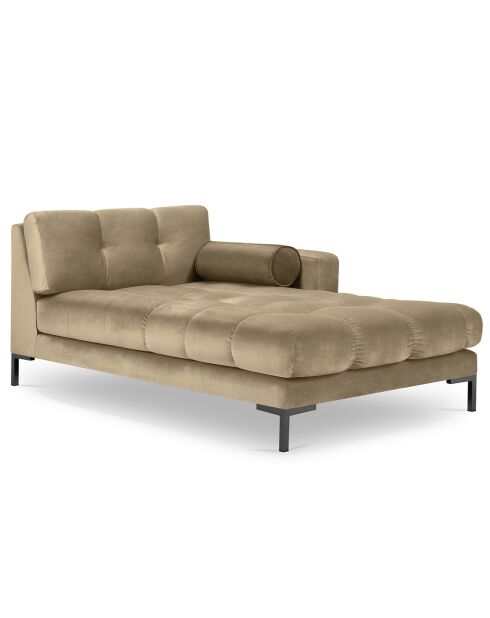 Méridienne Droite Velours Bali beige - 185x102x78cm
