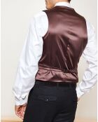 Gilet de Costume empiècements Velours uni marron