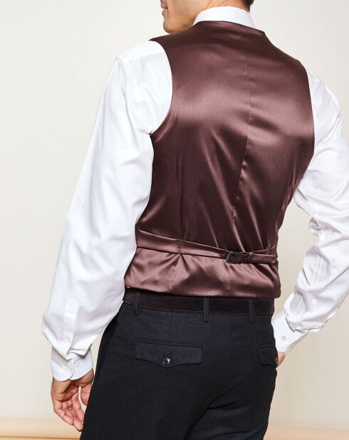 Gilet de Costume empiècements Velours uni marron