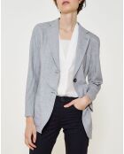 Veste blazer en Laine & soie mélangés gris clair