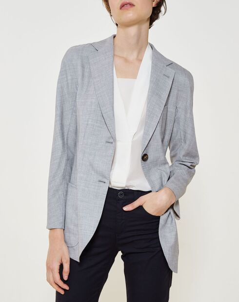 Veste blazer en Laine & soie mélangés gris clair