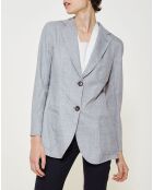 Veste blazer en Laine & soie mélangés gris clair