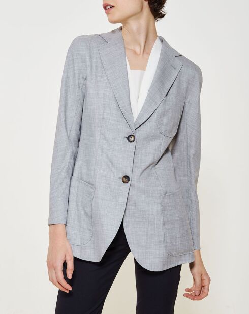 Veste blazer en Laine & soie mélangés gris clair