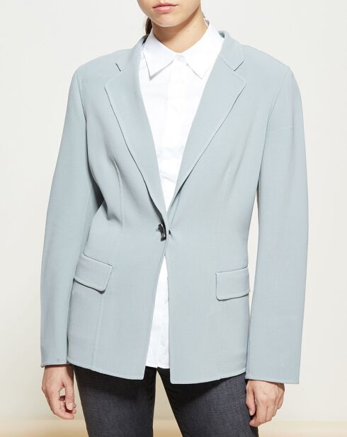 Jas van wolmix met blauw/grijze luxe knoop