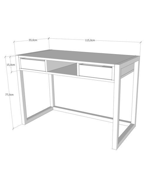 Bureau Ogene pin noir - 115x55x77cm