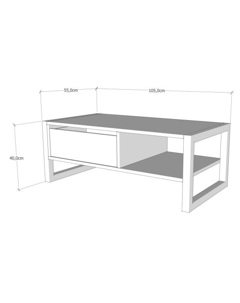 Table basse Haldizen pin/noir - 115x55x40cm