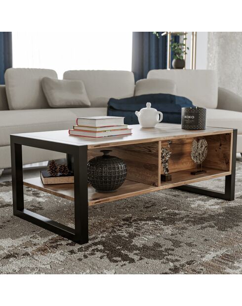 Table basse Haldizen pin/noir - 115x55x40cm