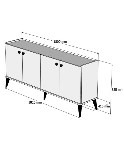 Buffet Lidya noyer - 41x182x82.5cm