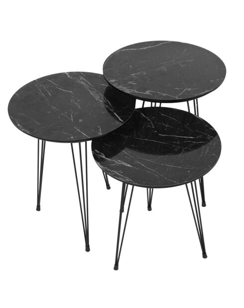 3 Tables Gigognes Siyah gris/noir