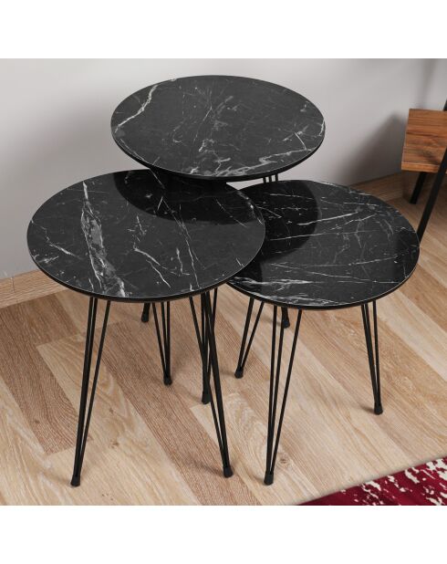 3 Tables Gigognes Siyah gris/noir