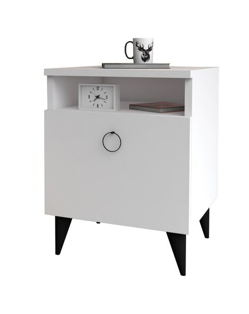 Table de chevet Barlo blanc/noir - 40x40x52cm