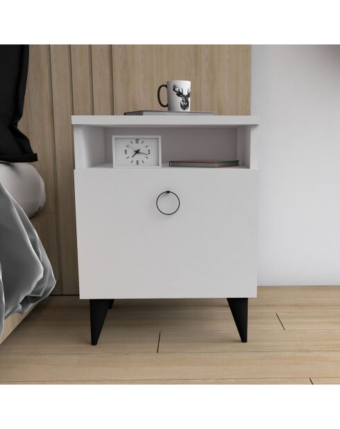 Table de chevet Barlo blanc/noir - 40x40x52cm