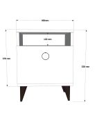 Table de chevet Barlo blanc/noir - 40x40x52cm