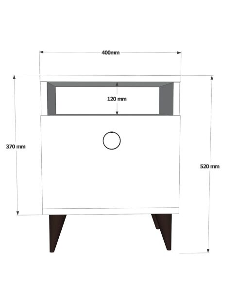 Table de chevet Barlo blanc/noir - 40x40x52cm