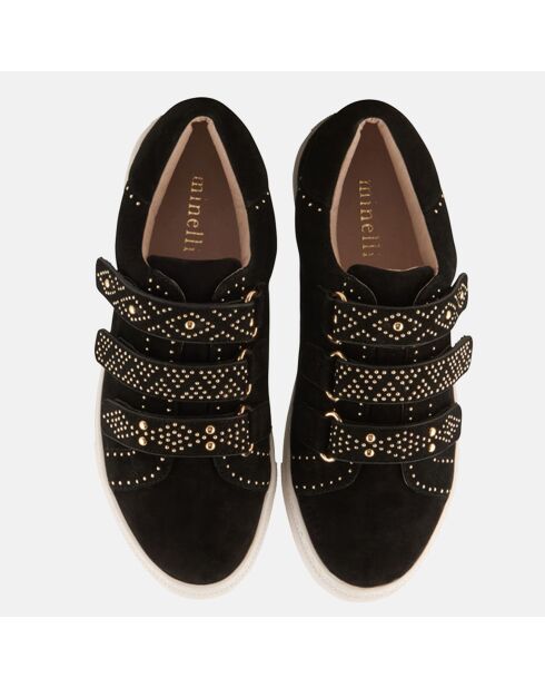 Sneakers en Velours de Cuir Lucie noires