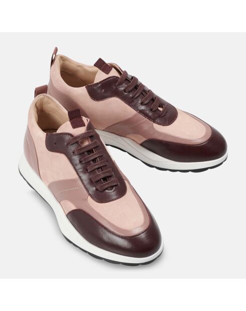 Sneakers en Cuir et Velours de Cuir Lola blush