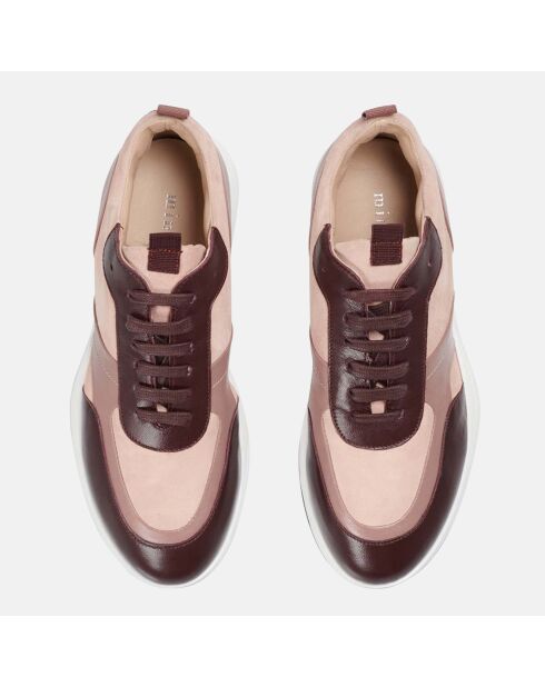 Sneakers en Cuir et Velours de Cuir Lola blush