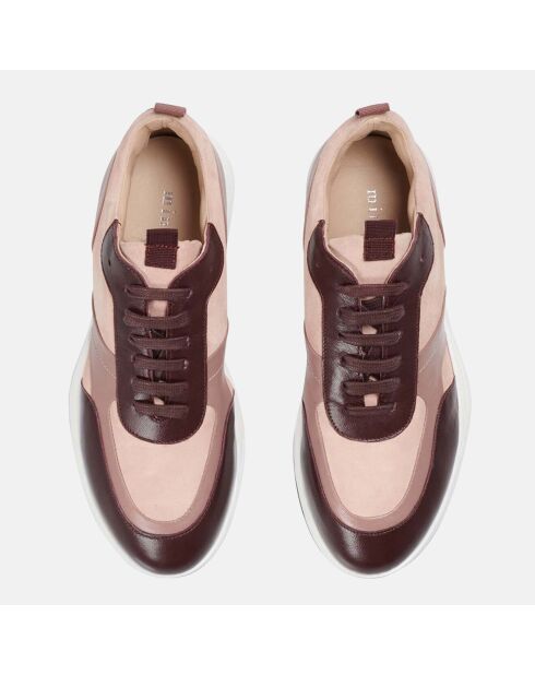 Sneakers en Cuir et Velours de Cuir Lola blush