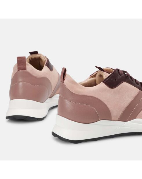 Sneakers en Cuir et Velours de Cuir Lola blush