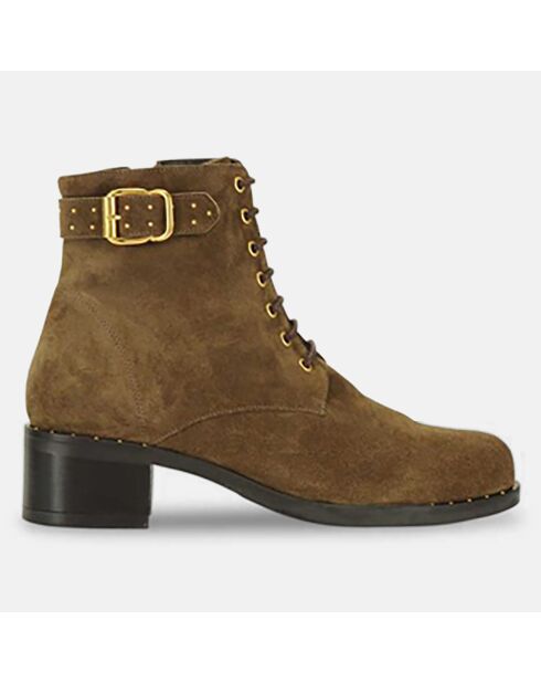 Boots en Velours de Cuir Julie marron